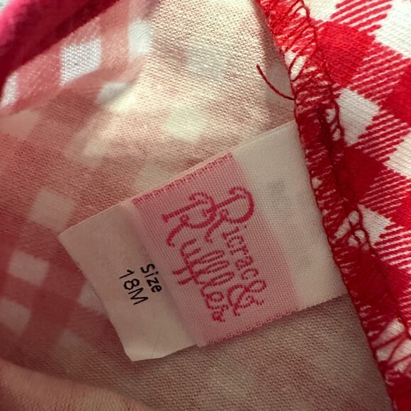 NWT Ricrac & Ruffles Long Sleeve Christmas Romper Girls 18 Months Red Plaid - Picture 3 of 4